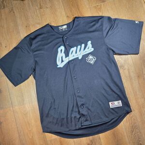 Tampa Bay Rays MLB Jersey Men’s XL Blue White Button-Up Baseball Shirt Y2K Style